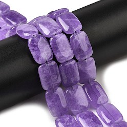 Фиолетовый Натуральные окрашенные малайзийские нефритовые бусины, прямоугольные, фиолетовые, 18~18.5x13~13.5x4.5~5 мм, отверстие : 1.2 мм, около 22 шт / нитка, 15.87'' (40.3 см)