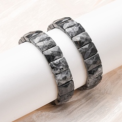 Камень Карты Прямоугольные браслеты из натуральных бусин из картографического камня для женщин и мужчин, бусина : 15~16x11~12 mm, внутренний диаметр: 2-3/8 дюйм (6 см)