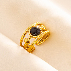 Синтетическая Бирюза Регулируемые 304 манжеты из нержавеющей стали с открытыми кольцами для женщин, круглые, с синтетическими бирюзовый, золотые, 11 мм, внутренний диаметр: 17 мм