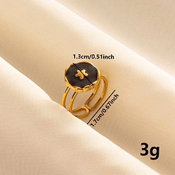 Черный 304 эмалированные плоские круглые манжеты из нержавеющей стали с открытыми цветочными манжетами для женщин, золотые, чёрные, 13 мм, регулируемый