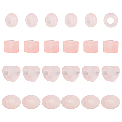 Розовый Кварц 24шт 4 стили натуральный розовый кварц европейские бусины, бусины с большим отверстием, бочка, куб, сердце и рондель, 10~17x10~14x7~13.5 мм, отверстие : 4.5~6 мм, 6 шт / стиль