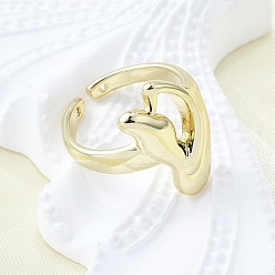 Настоящее золото 18K Латунные кольца-манжеты для женщин, без кадмия и без свинца, цветок, реальный 18 k позолоченный, 20x13.5 мм, внутренний диаметр: регулируемый