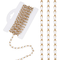 Белый Цепи из нержавеющей стали с эмалированным покрытием, пайки, золотые, белые, 9.5x4x1 мм