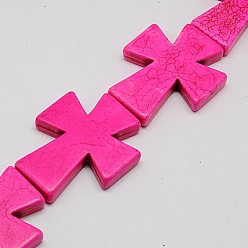 Фуксиновый Синтетических нитей бирюзовые бусы, окрашенные, крестик, красно-фиолетовые, 49x40x8 мм, Отверстие : 1 мм , около 46 шт / 1000 г