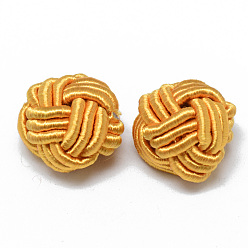 Orange Polyester & Cotton Woven Beads, Half Drilled, Half Round, Orange, 14~17x16~22x17~23mm, Half Hole: 8~16mm