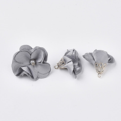 Светлый Стально-синий Украшения из искусственной ткани ручной работы, со сплавочной фурнитурой, цветок, светло-стальной синий, 24~26x24~25 мм, отверстие : 2 мм