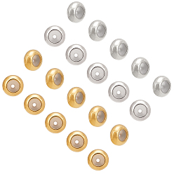 Gemischte Farbe 201 Edelstahlkugeln, mit Gummi innen, Schieberegler Perlen, Rondell, Gemischte Farbe, 8x4 mm, Bohrung: 4 mm, Gummiloch: 1.2 mm, 2 Farben, 10 Stk. je Farbe, 20 Stück / Karton