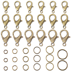 Античная Бронза Карабин-лобстер из цинкового сплава, с железными открытыми кольцами, разнообразные, античная бронза, 10x6 мм, отверстие : 1 мм