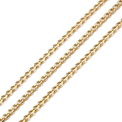 Золотой Ионное покрытие (IP) 304 граненые бордюрные цепи из нержавеющей стали, пайки, с катушкой, золотые, 3.5x2x0.5 мм, около 10 м / рулон