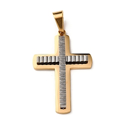 Золотой & Цвет Нержавеющей Стали 304 подвески из нержавеющей стали, крест очарование, вакуумное покрытие pvd, золотые и нержавеющая сталь цвет, 40x27x4 мм, отверстие : 9x5 мм