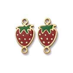 (123L) Белый крем непрозрачный блеск 304 подвески-соединители в форме клубники из нержавеющей стали с эмалированным покрытием, золотые, ионное покрытие (ip), огнеупорный кирпич, 17x9x1 мм, отверстие : 1.6 мм