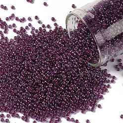 (1076) Inside Color Grey/Magenta Lined Toho runde Rocailles, japanische Rocailles, (1076) Innenfarbe grau / magenta gefüttert, 15/0, 1.5 mm, Bohrung: 0.7 mm, ca. 135000 Stk. / Pfund