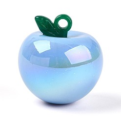 Васильковый Плакировка непрозрачных акриловых подвесок, яблочные прелести, переливающийся цвет, васильковый, 31x29.5x29.5 мм, отверстие : 3 мм