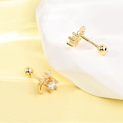 Золотой S995 серьги-гвоздики из стерлингового серебра с прозрачным кубическим цирконием, луна, золотые, 7x7 мм