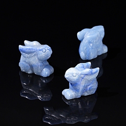 Синий Авантюрин Окрашенный и нагретый натуральный синий авантюрин для украшения витрины, украшение домашнего офиса, кролик, 55 мм