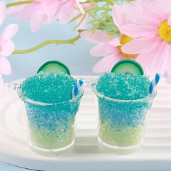 Бирюза Светящиеся подвески смолы, прелести для ледяных фруктовых напитков, имитация еды, светится в темноте, бирюзовые, 35x44 мм