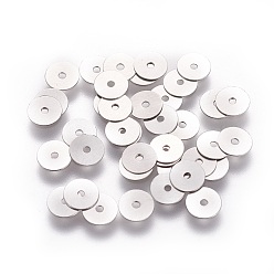Stainless Steel Color 316 Surgical Stainless Steel Beads, Heishi Beads, Flat Round/Disc, Stainless Steel Color, 5x0.2mm, Hole: 0.8mm