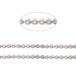 Stainless Steel Color Non-Tarnish 304 Stainless Steel Sun & Oval Chains, Cross Chains, Unwelded, Stainless Steel Color, Link: 10x10x1.5mm and 7.5x5x2mm