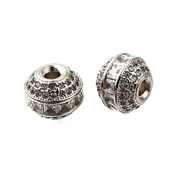 Прозрачный Круглые латунные микро проложить кубического циркония бусы, стойки покрытие, долговечный, прозрачные, 9x7.5 мм, отверстие : 2 мм