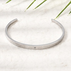 Stainless Steel Color 304 Stainless Steel Micro Pave Clear Cubic Zirconia Roman Numerals Open Cuff Bangles for Women, Stainless Steel Color, Inner Diameter: 2.17 inch(5.5cm)