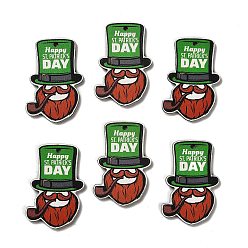 Зеленый Подвески из дерева с тематикой дня святого патрика, зелёные, 45x31.5x3 мм, отверстие : 1.8 мм