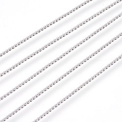 Stainless Steel Color Tarnish Resistant 304 Stainless Steel Chains, Soldered, Stainless Steel Color, 1mm