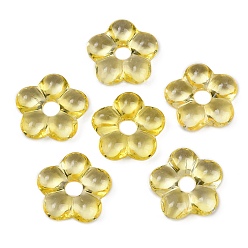 Желтый Прозрачные стеклянные бусины, цветок, желтые, 24x25x7 мм, отверстие : 6 мм