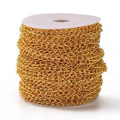 Golden Iron Twisted Chains, Unwelded, with Spool, Oval, Golden, 6.5x4.5x0.8mm, about 164.04 Feet(50m)/roll