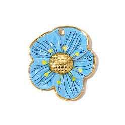 Синий 304 нержавеющей стальной эмали подвески, , ионное покрытие (ip), зеркальная полировка, реальный 18 k позолоченный, синие, 20x18 мм