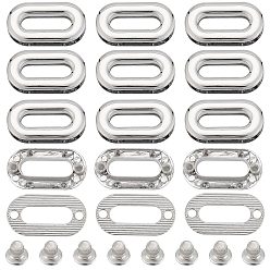 Платина 12шт. люверсы из сплава для сумки, завинчивающийся стиль, овальные, соединительные кольца ручки петли сумки, аксессуары для кошельков, платина, 1.55x2.9x0.5 см, отверстие : 6x19 мм