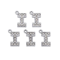 Letter I Подвески из сплава , с кристально горный хрусталь, платина, без кадмия и без свинца, алфавит, letter.i, 18.5x12x2 мм, отверстие : 2 мм