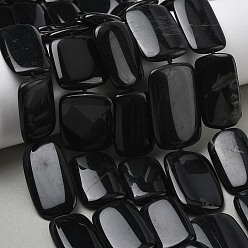 Черный Камень Натуральный черный камень бисер нитей, прямоугольные, 26~37x18~22x5~6 мм, отверстие : 1 мм, около 12~15 шт / нитка, 16.65~16.93'' (42.3~43 см)