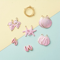 Pink DIY серьги решений, Серьги из 304 нержавеющей стали, Окрашенные распылением подвески из сплава и эмалевые шарики, розовые, 25 мм , штифт: 0.7 мм, 12 шт / мешок, подвеска: 17~35.5x8.5~29.5x3.5~7 мм, 12 шт / пакет