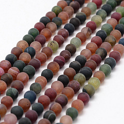 Разноцветный Матовое природные агат бисер пряди, круглые, окрашенная и подогревом, красочный, 8 мм, отверстие : 1 мм, около 48 шт / нитка, 15.1 дюйм