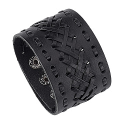 Черный Плетеные браслеты искусственная кожа шнур, браслеты из платинового сплава с застежкой для мужчин и женщин, чёрные, 9-1/4 дюйм (23.5 см)