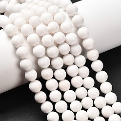 Белый Естественно Mashan нефрита круглые бусины нити, окрашенные, белые, 8 мм, отверстие : 1 мм, около 48 шт / нитка, 15 дюйм