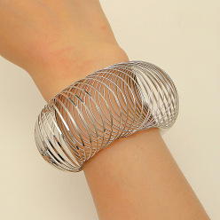 Платина Преувеличенные браслеты из сплава для женщин, выдолбить, платина, 1-5/8 дюйм (4.2 см), внутренний диаметр: 2-3/4 дюйм (7.1 см)