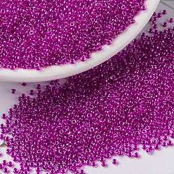 (RR209) Fuchsia Lined Crystal Миюки круглые бусины рокайль, японский бисер, 15/0, (rr 209) кристалл, облицованный фуксией, 1.5 мм, отверстие : 0.7 мм, Около 5555 шт / 10 г