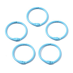 Light Sky Blue Spray Painted Iron Split Key Rings, Ring, Light Sky Blue, 30x4mm
