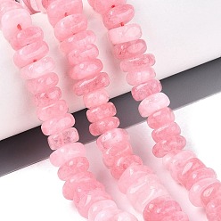 Pink Dyed Natural Quartz Beads Strands, Nuggets, Heishi Beads, Pink, 6~13x6~13x3~6mm, Hole: 1~1.2mm, about 80~86pcs/strand, 14.37~15.75 inch(36.5~40cm)