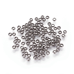 Bronze Perles à écraser en laiton , rondelle, gris anthracite, 2x3mm, Trou: 2mm