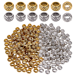 (52) Непрозрачная лаванда 200шт 2 цвета тибетский стиль сплав европейские бусины, бусины с большим отверстием, укладка волос в стиле «топпси-хвост» с помощью косичек и бусин, рондель, разноцветные, 7x4.5 мм, отверстие : 4.2 мм, 100 шт / цвет