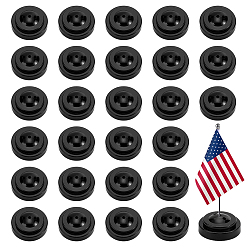 Черный Пластиковые мини-флажки, держатели настольных флажков, плоско-круглые, чёрные, 62.5x25.5 мм