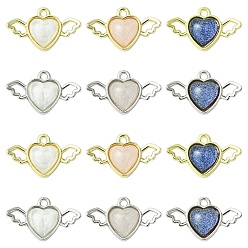 (52) Непрозрачная лаванда 24 шт. 6 цвета, подвески из смолы из сплава, сердце с крыльями, платиной и золотом, разноцветные, 12x20x4 мм, отверстие : 1.6 мм, 4 шт / цвет