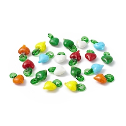 (52) Непрозрачная лаванда Подвески лэмпворк ручной работы, сердце, разноцветные, 21~22x12~14x7~8 мм, отверстие : 2.5~5 мм