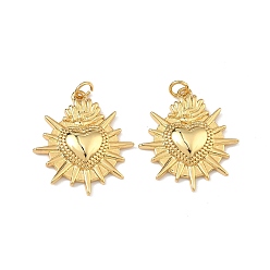 Настоящее золото 18K Латунные подвески, чары священного сердца, долговечный, без кадмия и без свинца, стойки покрытие, реальный 18 k позолоченный, 27.5x24.5x4.5 мм, Перейти кольцо: 5x1 мм, внутренний диаметр: 3 мм