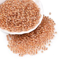 Темно-Оранжевый 6/0 прозрачные внутри цветные стеклянные бусины круглой формы, круглое отверстие, темно-оранжевый, 4x3 мм, отверстие : 1.2 мм, 4500 шт / фунт