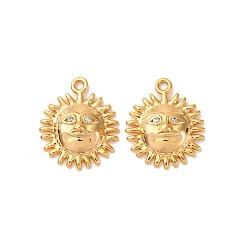 Настоящее золото 18K Латунные микро проложить кубического циркония подвески, солнце, долговечный, без никеля , реальный 18 k позолоченный, 17x15x4 мм, отверстие : 1.6 мм