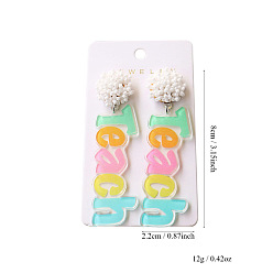 Letter Акриловые серьги-гвоздики «обратно в школу», платина, буквы, 80x22 мм