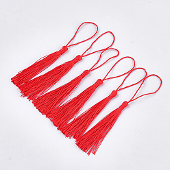 Красный Полиэстер кисточка большие подвесные украшения, красные, 80~90x6~7 мм